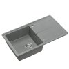Quadron TONY 111 GraniteQ zlewozmywak granitowy silver stone (szary) 1-komorowy z/o (78x45x18,5), z syfonem i zaślepką stal szlachetna HTO7845SZK